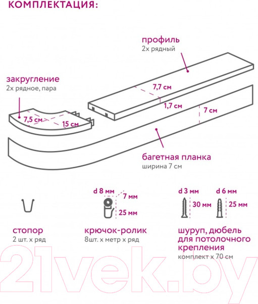 Изображение товара Карниз для штор LEGRAND Капелла 7см 1.6м 2р / 58114473 (медный трюфель)