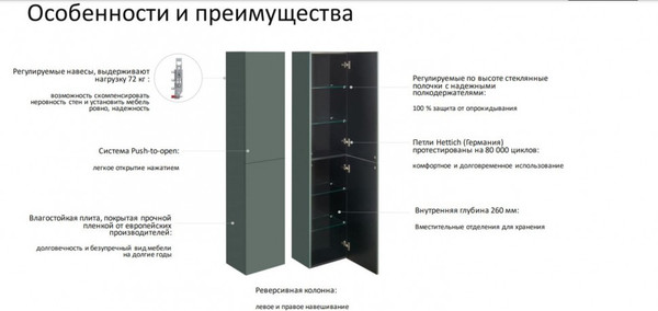 Изображение товара Шкаф-пенал для ванной Roca Ona / 857635510 (бежево-серый матовый)