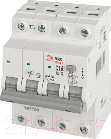 Изображение товара Дифференциальный автомат ЭРА D12E4C16AC30 АД-12 / Б0058927