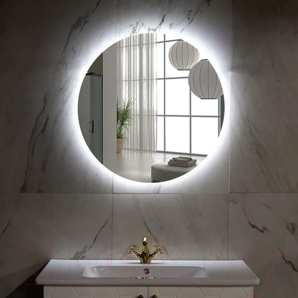 Изображение товара Зеркало Пекам Ring Fly 80x80 / RingFly-80x80B (с подсветкой, с бесконтактным сенсором)