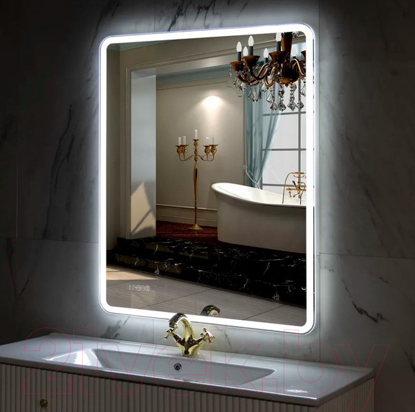 Изображение товара Зеркало Пекам Marta 1 80x110 / marta1-80x110spcl (с подсветкой, с двойным сенсором, подогрев, часы)