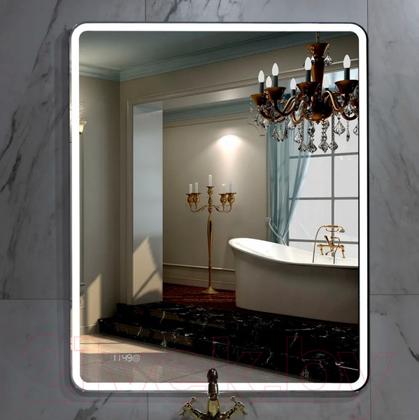 Изображение товара Зеркало Пекам Marta 1 80x140 / marta1-80x140scl (с подсветкой, с сенсором на прикосновение, часами)