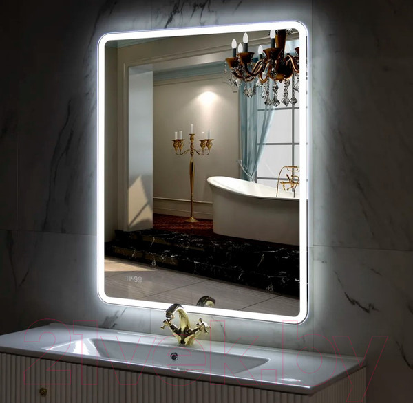 Изображение товара Зеркало Пекам Marta 1 80x140 / marta1-80x140scl (с подсветкой, с сенсором на прикосновение, часами)