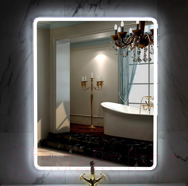 Изображение товара Зеркало Пекам Marta 1 80x140 / marta1-80x140scl (с подсветкой, с сенсором на прикосновение, часами)