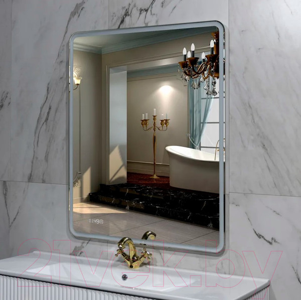 Изображение товара Зеркало Пекам Marta 1 80x140 / marta1-80x140scl (с подсветкой, с сенсором на прикосновение, часами)