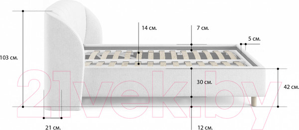 Изображение товара Каркас кровати Сонум Valencia 200x200 (микровелюр лаванда)