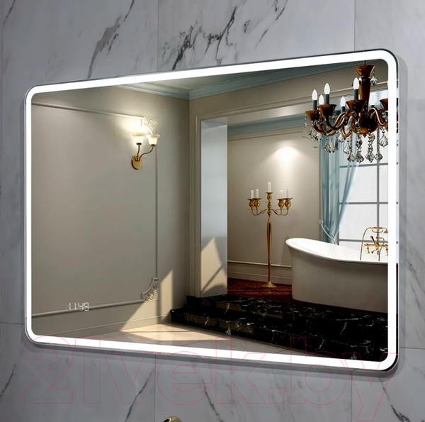 Изображение товара Зеркало Пекам Marta 1 140x80 / marta1-140x80dcl (с подсветкой, с сенсором, часами)