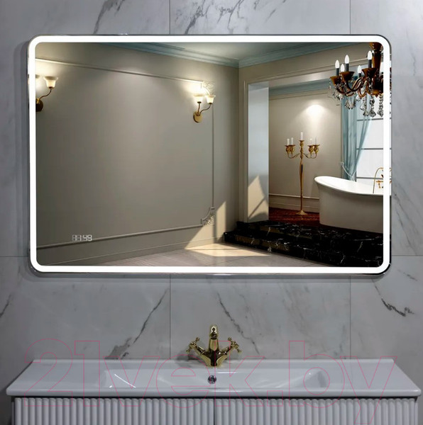 Изображение товара Зеркало Пекам Marta 1 140x80 / marta1-140x80dcl (с подсветкой, с сенсором, часами)