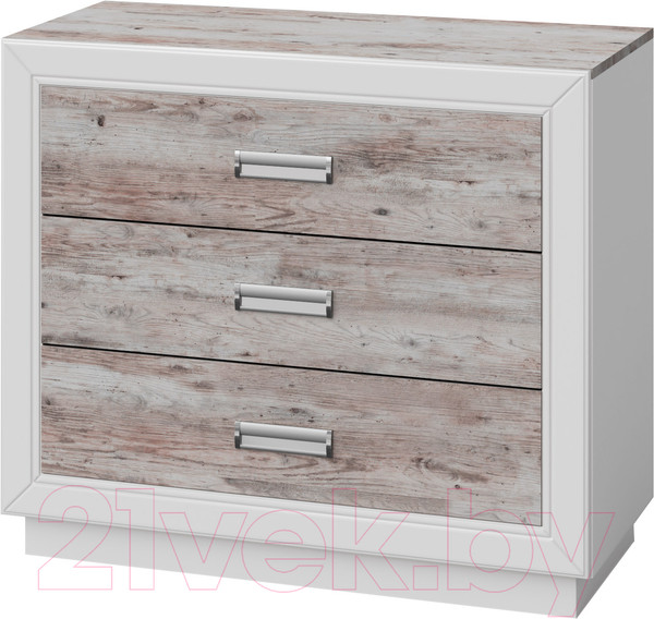 Изображение товара Комод Мебель-КМК 3Я Эстель 0738.10 (сосна натуральная/белая/дуб венеция)