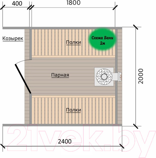 Изображение товара Баня-бочка КомфортПром 10331343 (2.5м)