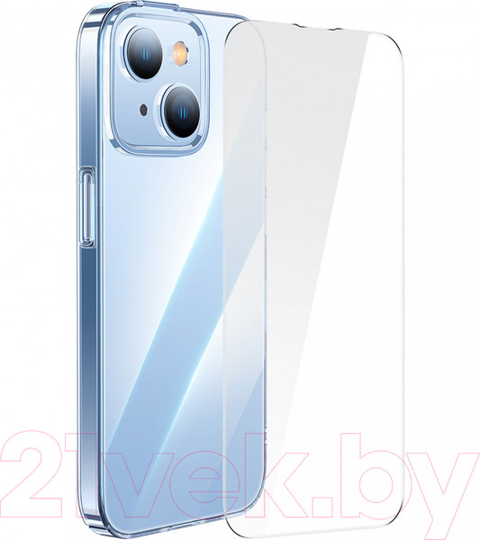 Изображение товара Чехол-накладка Baseus Crystal для iPhone 14 Plus / ARJB010002 (прозрачный, с защитным стеклом)