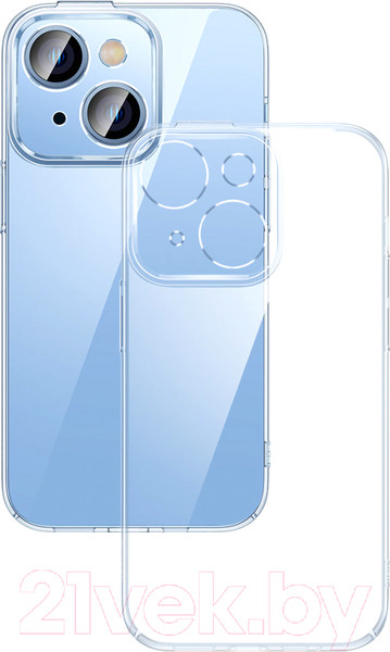 Изображение товара Чехол-накладка Baseus Crystal для iPhone 14 Plus / ARJB010002 (прозрачный, с защитным стеклом)