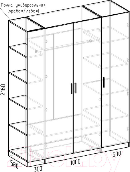 Изображение товара Шкаф Интермебель Марсель-21 / МР 01-21-B4 (графит софт)