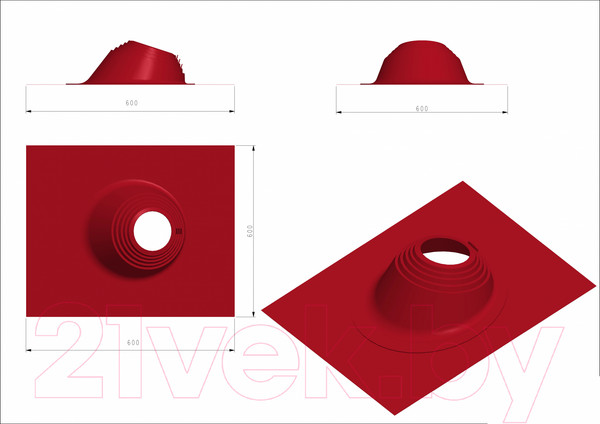 Изображение товара Проходка кровельная Master Flash Угловая 150-300мм RAL3005 (600x600, красный)
