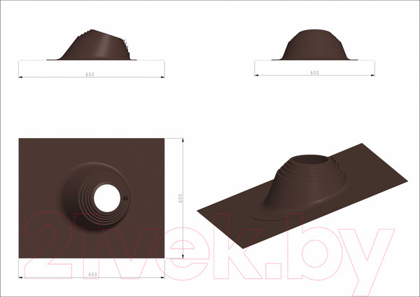 Изображение товара Проходка кровельная Master Flash Угловая 150-300мм RAL8017 (600x600, коричневый)