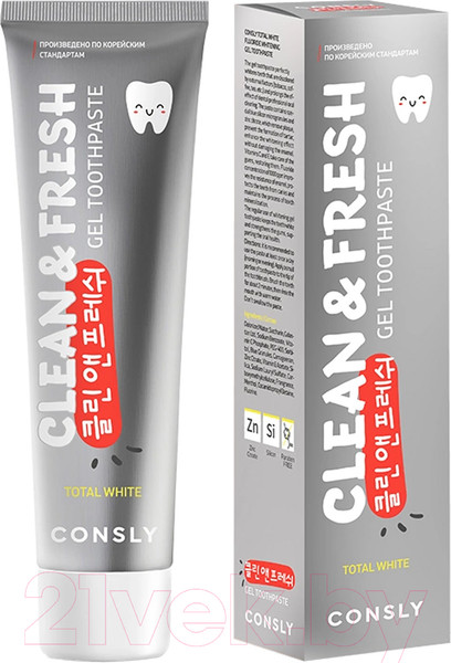 Изображение товара Зубная паста Consly Total White Гелевая отбеливающая с фтором (105г)