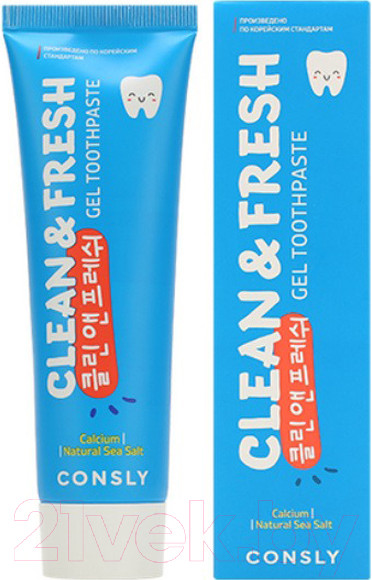 Изображение товара Зубная паста Consly Clean&Fresh Реминерализующая гелевая с кальцием (105г)