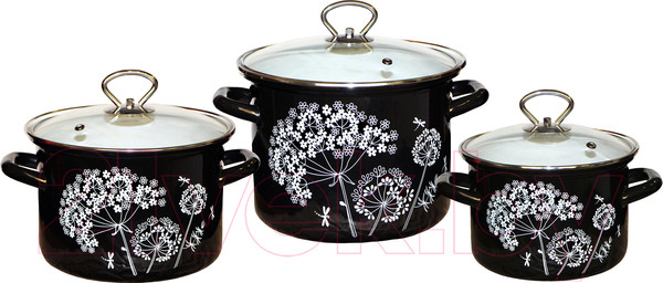 Изображение товара Набор кастрюль КМЗ Ажур-5-1 Люкс стиль (3шт, черный)