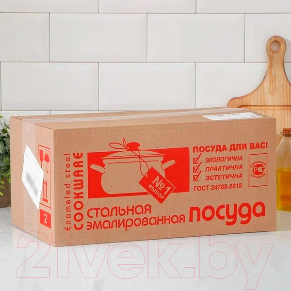 Изображение товара Набор кастрюль КМЗ Осенний парк-5-1 Люкс стиль (3шт, белый)