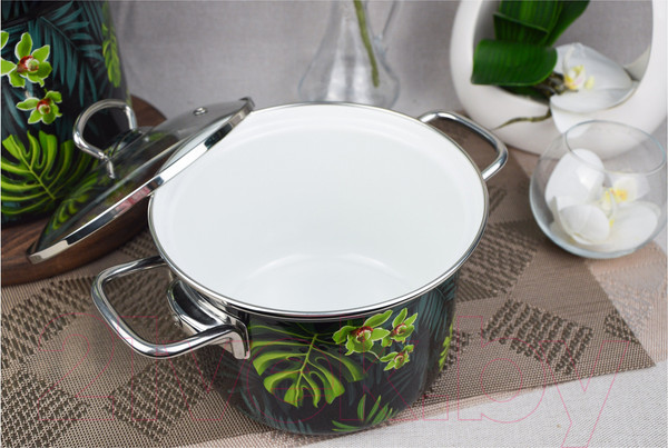 Изображение товара Набор кастрюль КМЗ Тропическая ночь-5-1 Элит (3шт, черный)