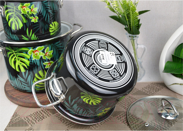 Изображение товара Набор кастрюль КМЗ Тропическая ночь-5-1 Элит (3шт, черный)