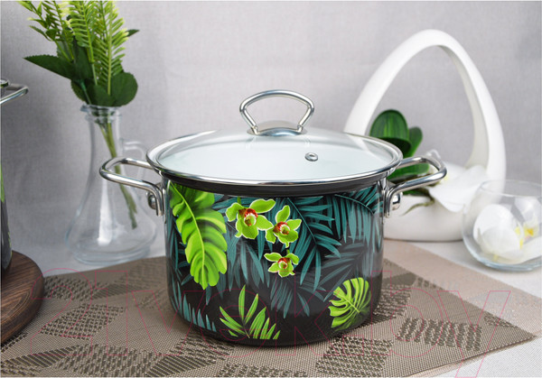 Изображение товара Набор кастрюль КМЗ Тропическая ночь-5-1 Элит (3шт, черный)