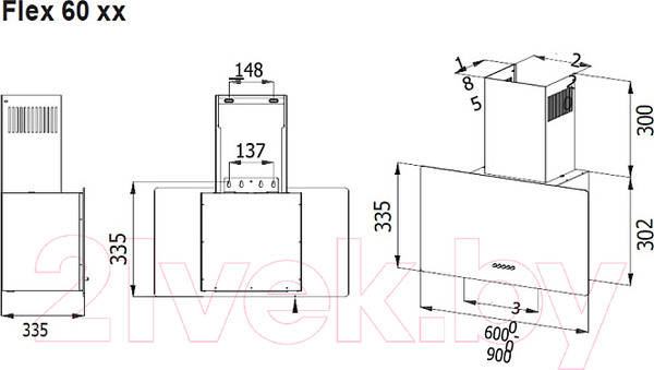 Изображение товара Вытяжка наклонная Evelux Flex 60 BG