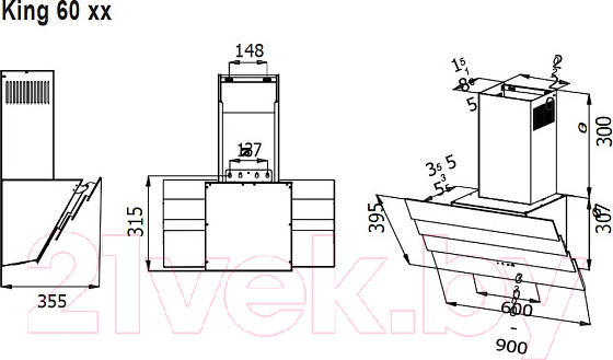 Изображение товара Вытяжка наклонная Evelux King 60 WG