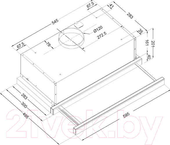 Изображение товара Вытяжка телескопическая Evelux Tel 60 I