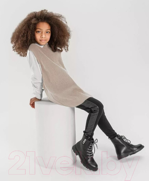 Изображение товара Жилет детский Amarobaby Knit Long / AB-OD21-KNITL10/03-128 (бежевый, р. 128)