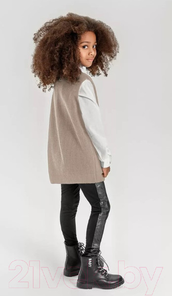 Изображение товара Жилет детский Amarobaby Knit Long / AB-OD21-KNITL10/03-134 (бежевый, р. 134)