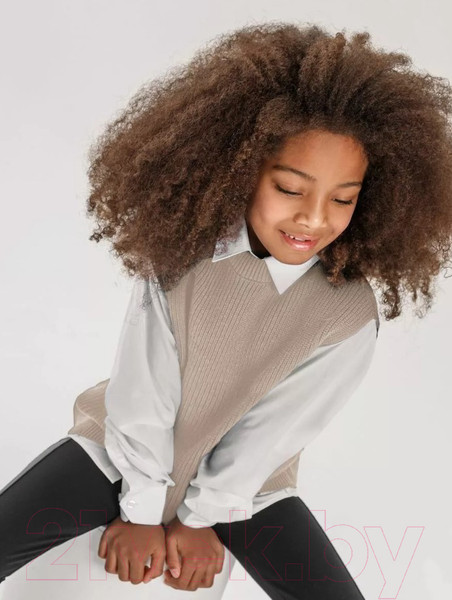 Изображение товара Жилет детский Amarobaby Knit Long / AB-OD21-KNITL10/03-140 (бежевый, р. 140)