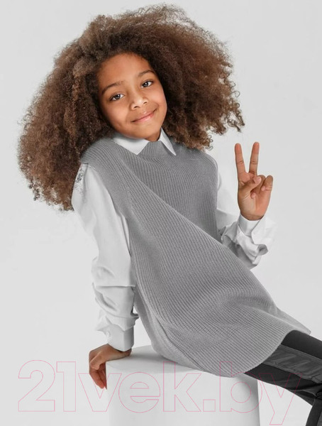 Изображение товара Жилет детский Amarobaby Knit Long / AB-OD21-KNITL10/11-128 (серый, р. 128)