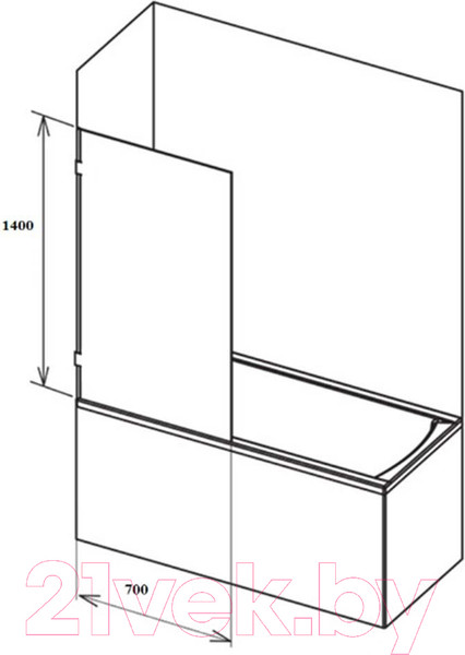 Изображение товара Стеклянная шторка для ванны Benetto BEN-405 SLC