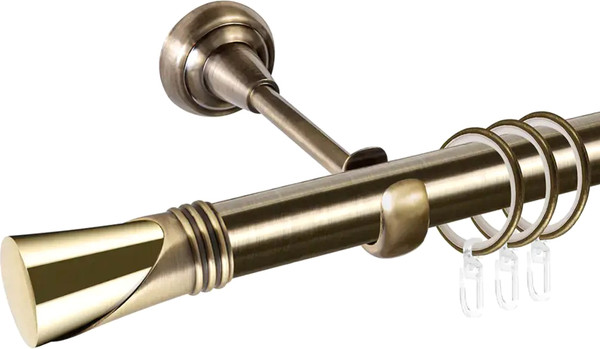 Изображение товара Карниз для штор АС ФОРОС Prime D16Г + наконечники Вега золото (2.4м, антик)