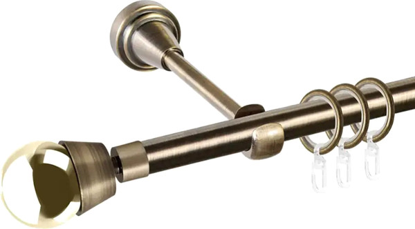 Изображение товара Карниз для штор АС ФОРОС Prime D16Г + наконечники Жемчужина золото (1.6м, антик)