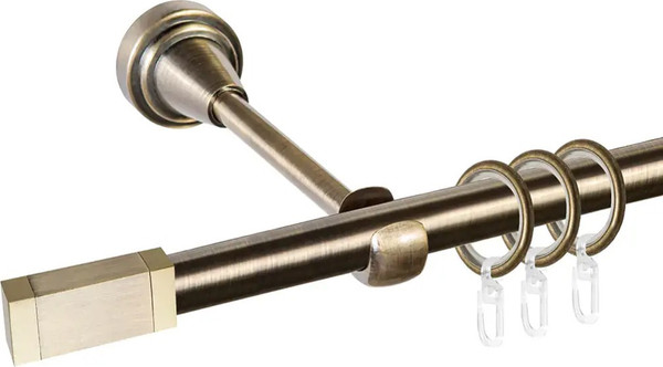 Изображение товара Карниз для штор АС ФОРОС Prime D16Г + наконечники Квадро золото (1.6м, антик)