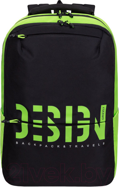 Изображение товара Рюкзак Grizzly RU-337-3 (черный/салатовый)