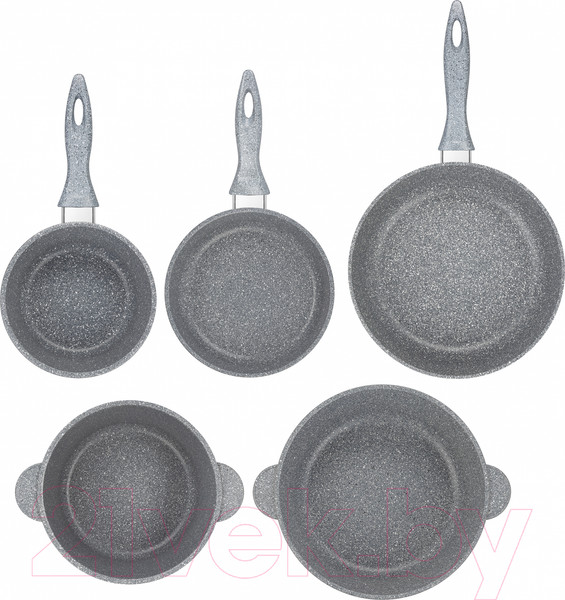 Изображение товара Набор кухонной посуды Elan Gallery Гармония вкуса / 120558+5 (8пр, серый мрамор)