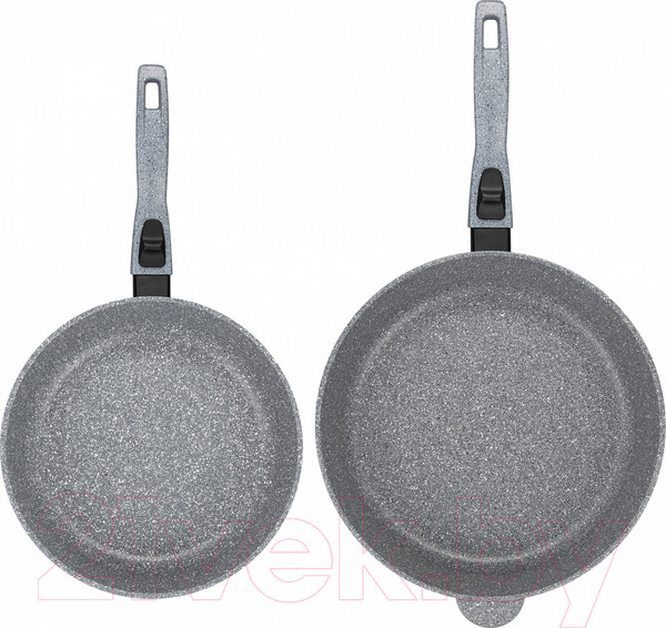 Изображение товара Набор сковородок Elan Gallery Гармония вкуса +крышки / 120591+2 (4пр, серый мрамор)