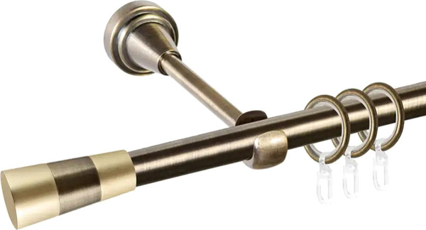 Изображение товара Карниз для штор АС ФОРОС Prime D16Г + наконечники Конус золото (1.6м, антик)