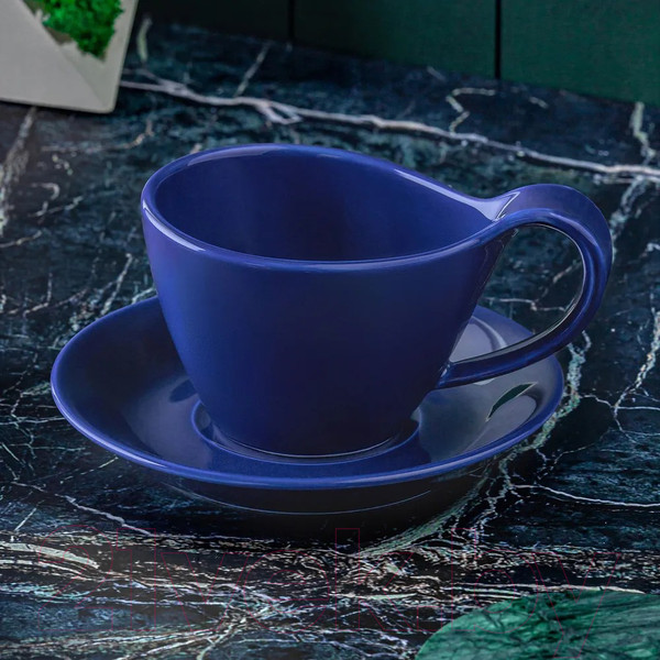 Изображение товара Чашка с блюдцем Elan Gallery Колоранс / 540754 (2пр, синий)