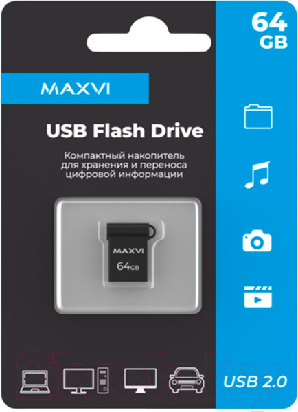 Изображение товара USB flash накопитель Maxvi MM 64GB 2.0 (темно-серый)