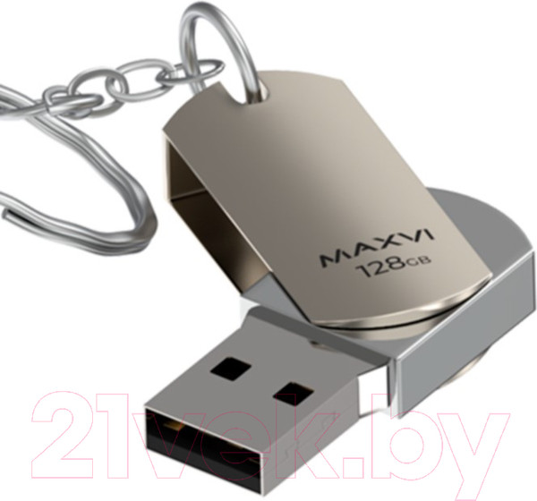 Изображение товара USB flash накопитель Maxvi MR 128GB 2.0 (металлик/серебристый)
