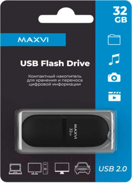 Изображение товара USB flash накопитель Maxvi SF 32GB 2.0 (черный)