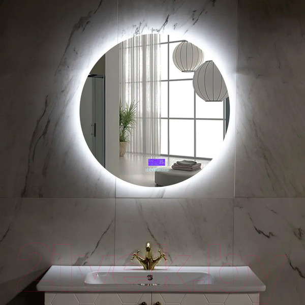 Изображение товара Зеркало Пекам Ring Fly 80x80 / ringFly-80x80MP (с подсветкой, с многофункциональной панелью, подогревом)