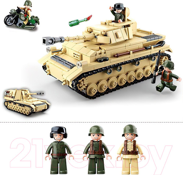 Изображение товара Конструктор Sluban Армия ВОВ Немецкий танк PanzerIV / M38-B0693 (543эл)