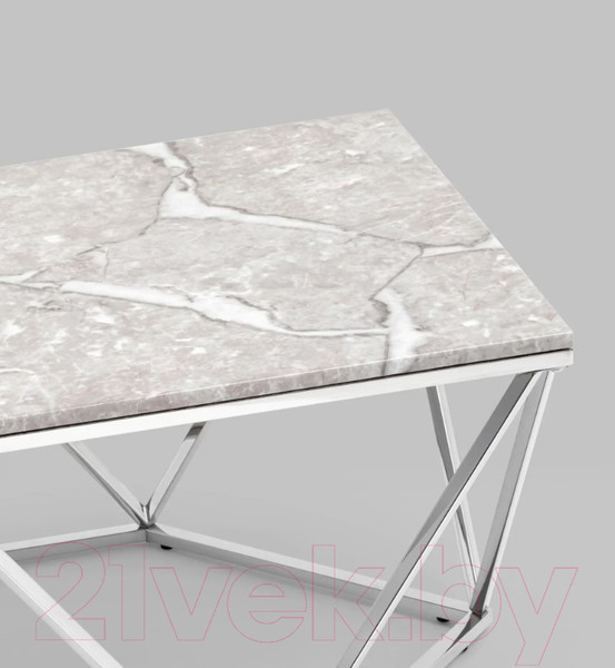 Изображение товара Журнальный столик Stool Group Авалон 122x66 / ECT-0551RTC (серый мрамор/сталь серебристый)