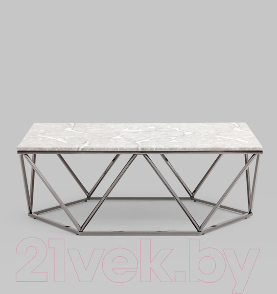 Изображение товара Журнальный столик Stool Group Авалон 122x66 / ECT-0551RTC-GM (серый мрамор/сталь темный хром)