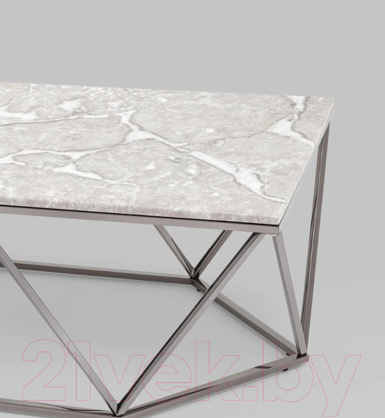 Изображение товара Журнальный столик Stool Group Авалон 122x66 / ECT-0551RTC-GM (серый мрамор/сталь темный хром)